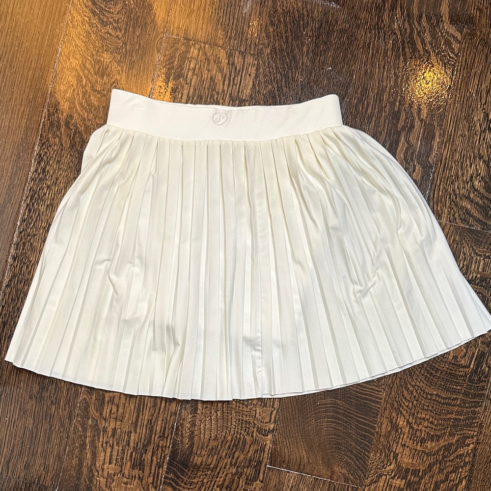 Elegant Cream Pleated Skirt